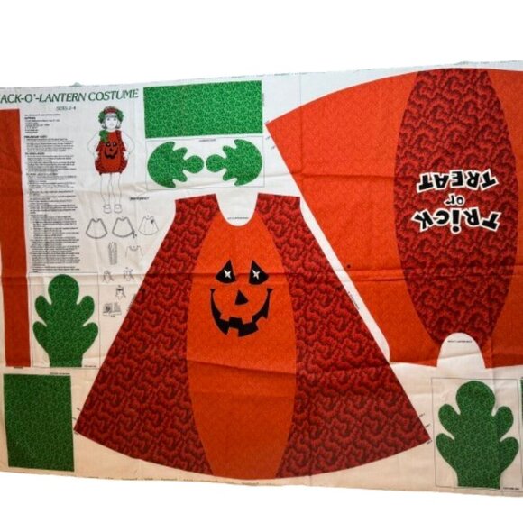 🛒 $8Fabric DIY Material 1 yard Halloween Costume Jack O Lantern Panel sizes 2-4 - Picture 1 of 6